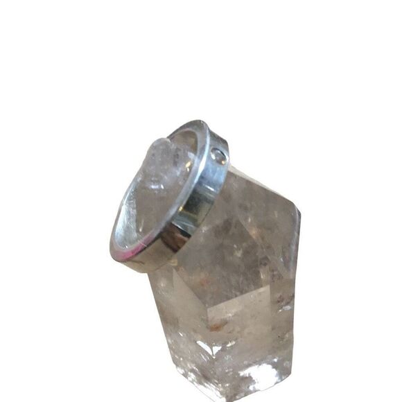 Ring, Sterling Silver Ring Band with CZ, NEW, size 7.5, Handmade, Artisan - Picture 4 of 6